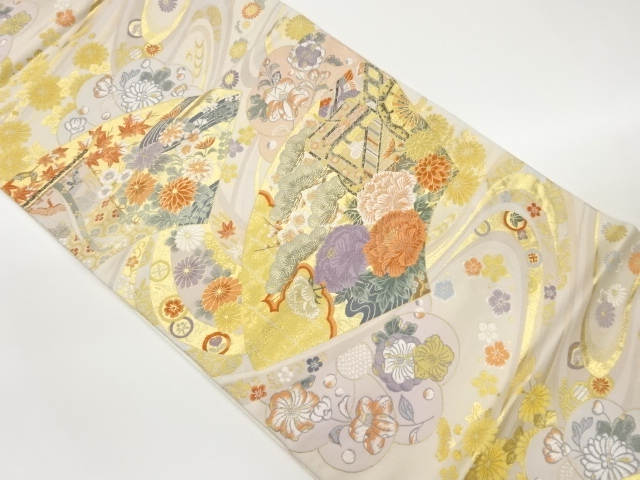 JAPANESE FUKURO OBI / WOVEN FLORAL PLANTS